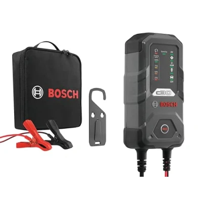 Image de Bosch Automotive C30 Chargeur de batterie voiture 3,8 ampères avec fonction maintien, Pour batteries 6V/12V plomb acide, WET, EFB, GEL, AGM et VRLA