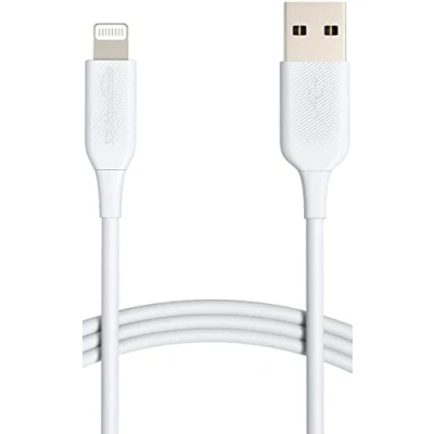 Afbeelding van Amazon Basics USB A naar Lightning kabel, MFi gecertificeerd, voor iPhone 1,8 m, wit