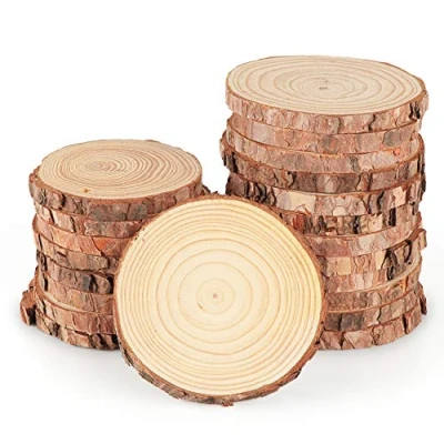 Afbeelding van 16 stuks natuurlijke houten schijven, 9 10 cm, houtschijven, snijden perfect voor het DIY proces geschenk decoratie