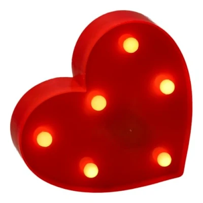 Afbeelding van JANDEI Lichtgevende letters en cijfers, warm licht, decoratie milieu, bedlampjes, vitrines, bruiloften, verjaardagen, feestjes. Werkt op AA batterijen niet inbegrepen (hart)