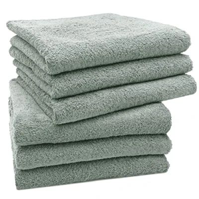 Afbeelding van ZOLLNER ÖkoTex, set van 6 handdoeken, 100% katoen, 50x100 cm, 520g/m², platinagrijs