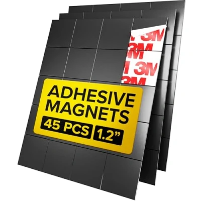 Afbeelding van Grote magnetische vierkanten, 45 zelfklevende vierkanten (elk 3 cm x cm), magneetvellen om af te pellen en op plakken, flexibele magneten, de band is een alternatief voor
