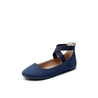 Afbeelding van DREAM PAIRS Klassieke ballerina&#039;s voor dames, modieuze platte stretch enkelbandje, Marinier