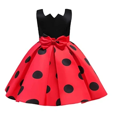 Afbeelding van Lito Angels Ladybug Lieveheersbeestje kostuum voor meisjes, jurk met rode en zwarte stippen, maat 3 4 jaar