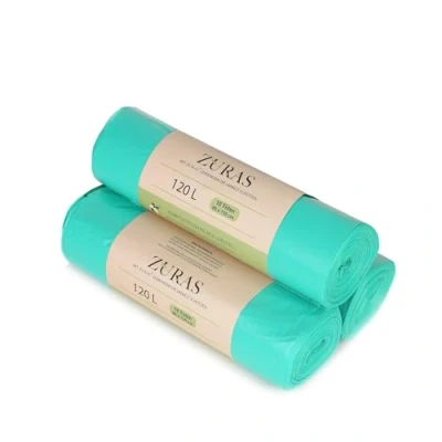 Afbeelding van ZURAS® 30 stuks biologische vuilniszakken, 120 liter, biologisch afbreekbaar op plantaardige basis, gecertificeerd en getest volgens DIN 13432, scheurvast waterdicht