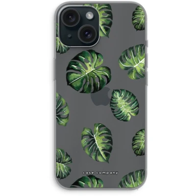 Afbeelding van Case Company® hoesje geschikt voor iPhone 15 Tropische bladeren Soft Cover Telefoonhoesje Bescherming aan alle Kanten en Schermrand