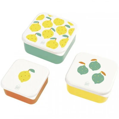 Afbeelding van Lunchbox 3 in elkaar citroen 12/12/5.5 cm