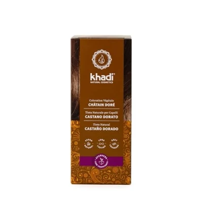 Image de khadi CHÂTAIN DORÉ Coloration Végétale, d&#039;un chatain ambré chatoyant à un soyeux châtain doré, 100% naturel, vegan et sans ingrédients synthétiques, Cosmétiques naturels certifiés, 100g