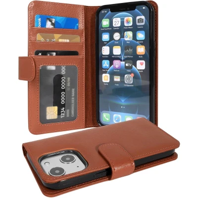 Afbeelding van Cadorabo Hoesje geschikt voor Apple iPhone 13 MINI in COGNAC BRUIN Beschermhoes met magnetische sluiting en 3 kaartsleuven Book Case Cover Etui