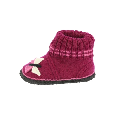 Afbeelding van Beck Warmfutter Butterfly Pantoffels voor kinderen, Maat: 23, Bordeaux Wol