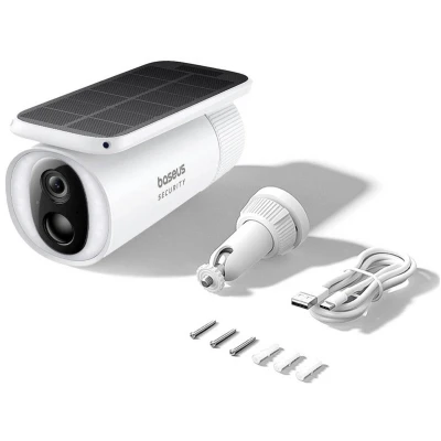 Afbeelding van Baseus Beveiligingscamera S1 Draadloos Slimme beveiliging Meedraaiende Zonnepaneel Buiten 2K Camera Stand Alone WIFI Werkt met en zonder Homestation Waterdicht Weerbestendig Nachtzicht Wit