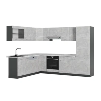 Afbeelding van Vicco Hoekkeuken R Line, Beton/antraciet, 227 x 287 cm , WB Marmer
