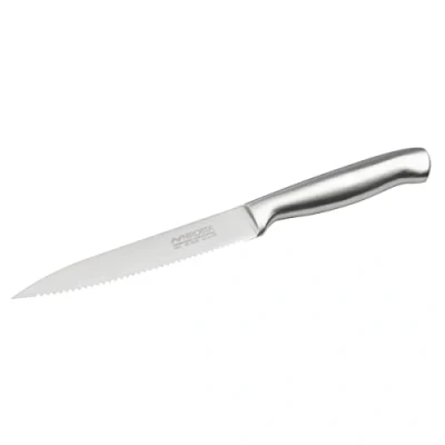 Afbeelding van Nirosta 41835 gekarteld keukenmes, tandensnijmes, lemmet van 12 cm, zilverkleurig, roestvrij staal, 24 x 2 cm