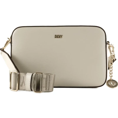 Afbeelding van DKNY Leren Schoudertas Bryant Park Camera Bag Pebble Lichtgrijs