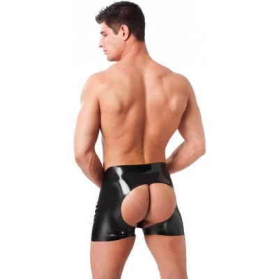 Afbeelding van Rimba Latex Play Boxershort met open achterkant zwart maat XL