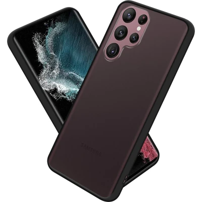 Afbeelding van Cadorabo Hoesje geschikt voor Samsung Galaxy S22 ULTRA in MATT ZWART Hybride beschermhoes met TPU siliconen Case Cover binnenkant en matte plastic achterkant