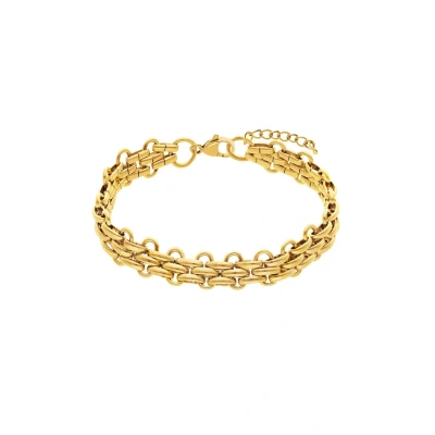 Afbeelding van Lucardi Dames Stalen goldplated Armband breed multi Staal Goudkleurig 20 cm