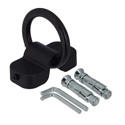 Afbeelding van Relaxdays Wand en grondanker, beveiliging voor fiets motorfiets, beugel 14 mm, staal kunststof, zwart