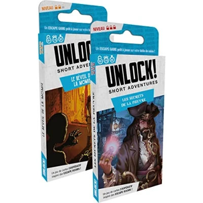 Image de Space Cowboys Unlock! Short Adventures Le Réveil de la Momie + Les Secrets Pieuvre Jeu Société, Cartes Coopératif dès 10 ans Escape Game 1 à 6 Joueurs 30 Min en Français