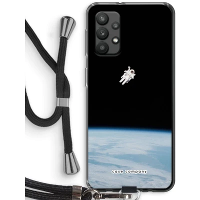 Afbeelding van Case Company® hoesje met Koord geschikt voor Samsung Galaxy A32 4G Alone in Space Telefoonhoesje Zwart Bescherming aan alle Kanten en Over de Schermrand