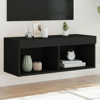 Afbeelding van Tv meubel met LED verlichting 80x30x30 cm zwart