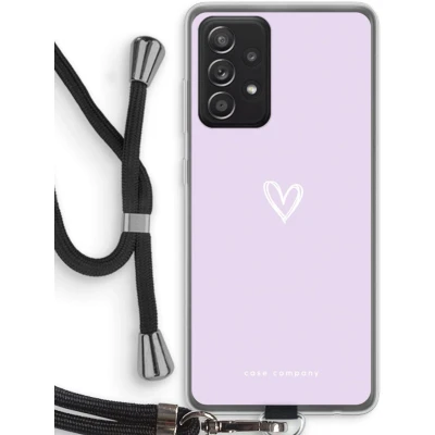 Afbeelding van Case Company® hoesje met Koord geschikt voor Samsung Galaxy A52 Klein hartje paars Telefoonhoesje Zwart Bescherming aan alle Kanten en Over de Schermrand