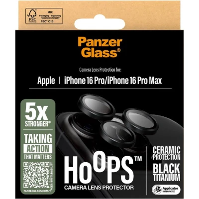 Afbeelding van PanzerGlass Hoops Ceramic Geschikt voor iPhone 16 Pro / Max Camera Lens Protector Keramisch Glas Applicator Gemakkelijke Installatie