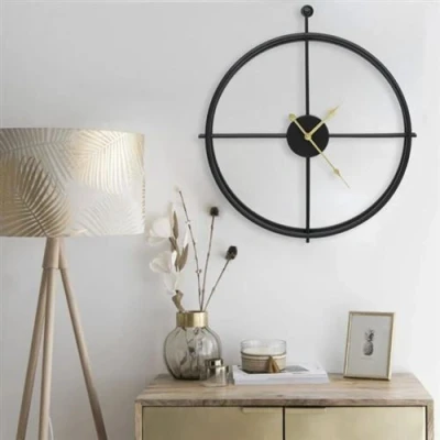 Afbeelding van Wandklok 52 cm ijzer zwart