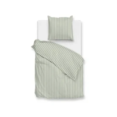 Afbeelding van Zohome Dekbedovertrek Righe di Percalle Deken Dekbed Groen 100% Katoen Perkal Strepen 140x220 + 1 sloop 60/70 cm