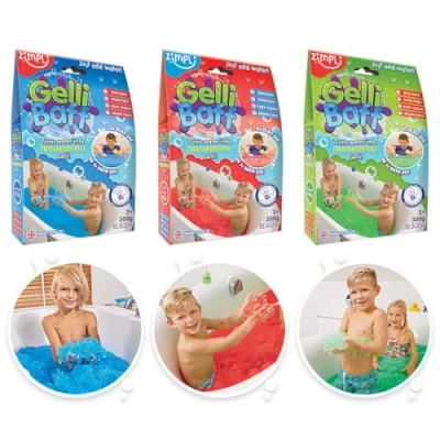 Afbeelding van Zimpli Kids Gelli Baff Set van 3 verpakkingen Blauw, Rood en Groen Verander water in een groot, dik kleurrijk pluche dier Badspeelgoed voor kinderen