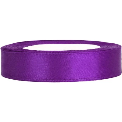 Afbeelding van Partydeco Satijn lint paars 12mm/rol 25m