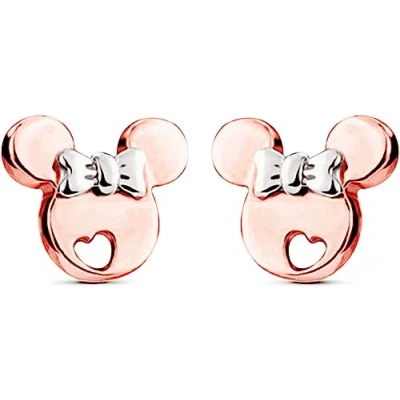 Afbeelding van kaguyo Zilveren oorbellen voor meisjes, roségoud verguld 925 sterling zilver kleine schattige muis vrouwen meisjes kinderen, Zirkonia, Aquamarijn