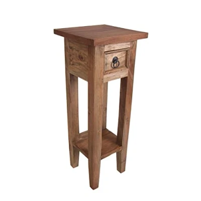 Afbeelding van Spetebo Bijzettafel van mahonie met lade, 67 x 25 cm, natuur, vintage, bijzettafel, bloementafel, bloemenkruk, telefoondecoratie