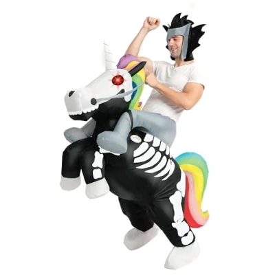 Afbeelding van Spooktacular Creations Opblaasbaar Halloween Kostuum Ride A Skelet Eenhoorn On Volwassenen, Uniseks, One Size
