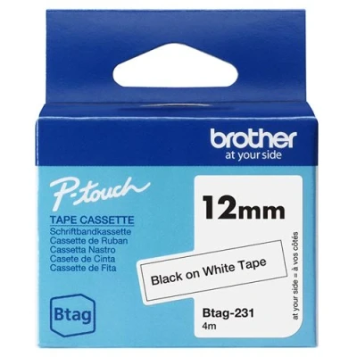 Afbeelding van Brother BTAG 231 labelprinter tape Zwart op wit