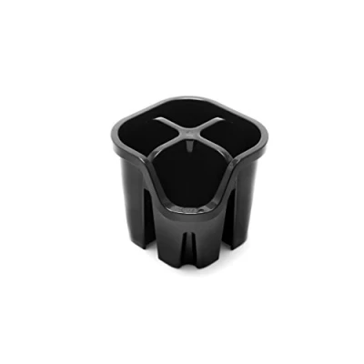 Afbeelding van bestekmand met 4 vakken, zwart, plastic, 14 x 13 cm