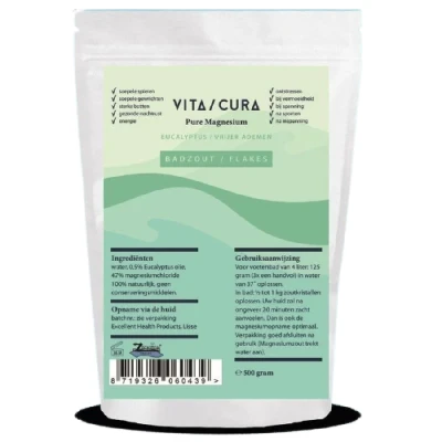 Afbeelding van Vita Cura Pure Magnesium Eucalyptus Badzout Vlokken 500GR