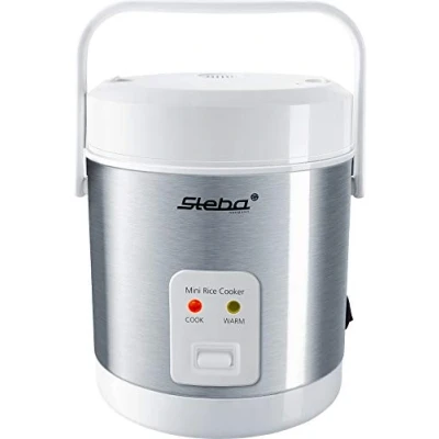 Afbeelding van Steba RK4M Mini Rijstkoker 0,9 liter inhoud tot 3 kopjes handgreep warmhoudfunctie Wit/RVS