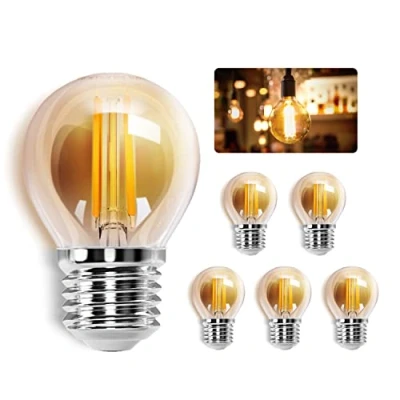 Afbeelding van Aigostar 10PKM G45 LED Filament lamp Ø 4,5 cm E27 fitting 2200K 4W Amber Set van 5 stuks