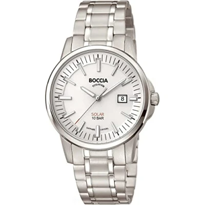 Afbeelding van Boccia Analoog kwartshorloge voor heren met titanium band 3643 03, zilver, armband, zilver., Armband