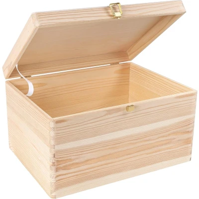 Afbeelding van Creative Deco XXL Grote Decoratieve Houten Opbergdoos met Deksel en Klink 40 x 30 24 cm (+/ 1cm) Borst voor Decoratie Perfect voor, Speelgoed, Gereedschap RUW ONGEZIEN