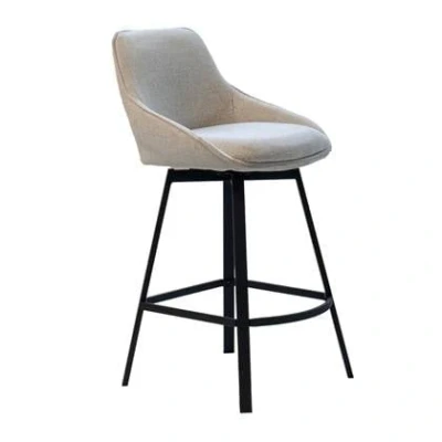 Afbeelding van Giga Meubel Barstoel Stof Beige Zithoogte 65cm Roos Set van 2