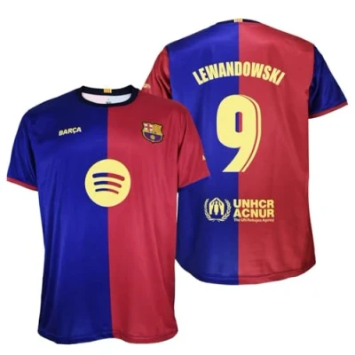 Afbeelding van Futbol Club Barcelona Lewandowski 9 thuisshirt seizoen 24/25, officiële replica met licentie voor volwassenen, Blauw/Granaat