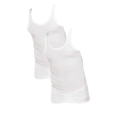 Afbeelding van Schiesser 2 stuks Untershirt zonder arm Essential Feinripp gebreid heren, Wit