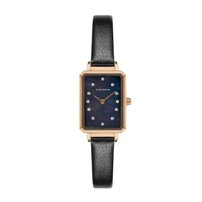 Afbeelding van Carlheim Mila Petite Square 2620 Dameshorloges, zwart, roségoud, klassiek, Rozengoud., Klassiek