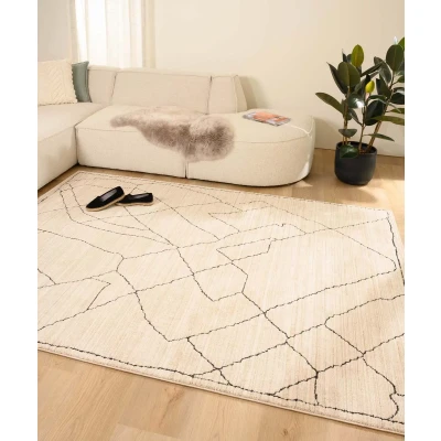 Afbeelding van Abstract Vloerkleed Fancy Scribble Crème 160x230 Cm
