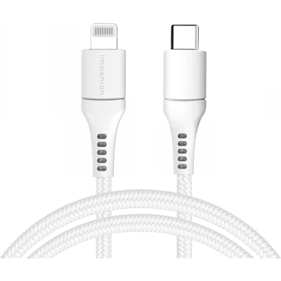 Afbeelding van imoshion Lightning naar USB C kabel Non MFi Gevlochten textiel 1 meter Wit