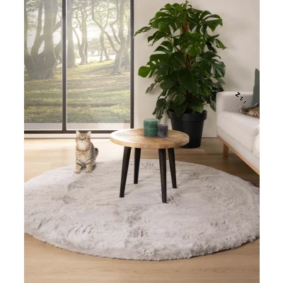 Afbeelding van Rond Hoogpolig Vloerkleed Comfy Plus Lichtgrijs 230 Cm