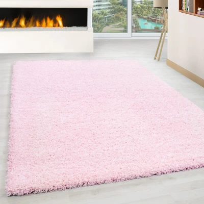 Afbeelding van Basic Shaggy vloerkleed Roze Hoogpolig 80x250 cm