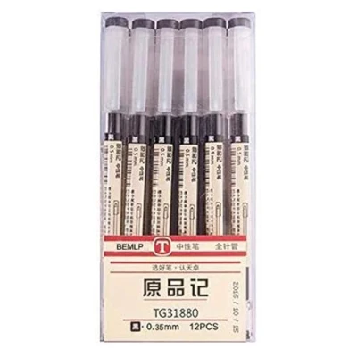 Afbeelding van 12 stuks Japanse stijl sneldrogende vloeibare gelpennen met 0,35 mm punt voor kantoor, school, schrijfwaren, zwart